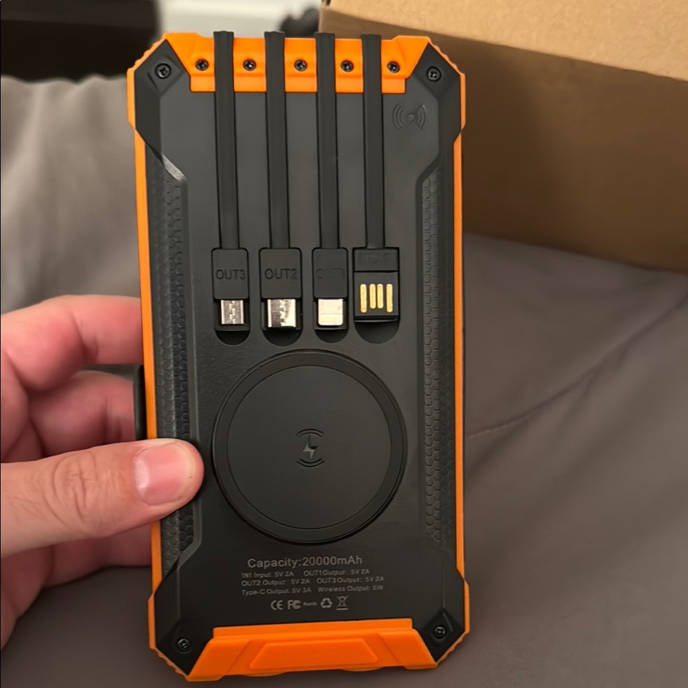 No brand Orange and Black power bank charger